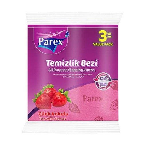 PAREX TEMİZLİK BEZİ KOKULU 3 LÜ ÇİLEK. ürün görseli